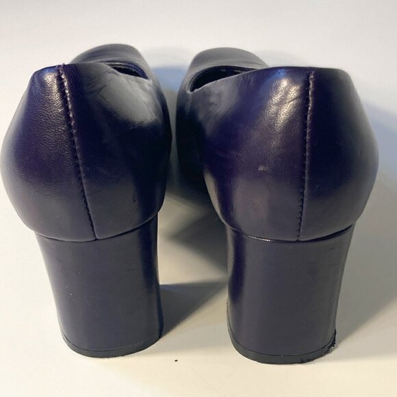 Karen Scott SZ 6.5 Harper 1 Dark Purple leather square toe block heel pumps - Picture 6 of 9